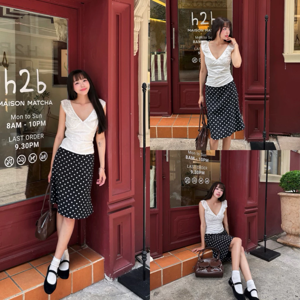 Short Polka Dot Fishtail Skirt