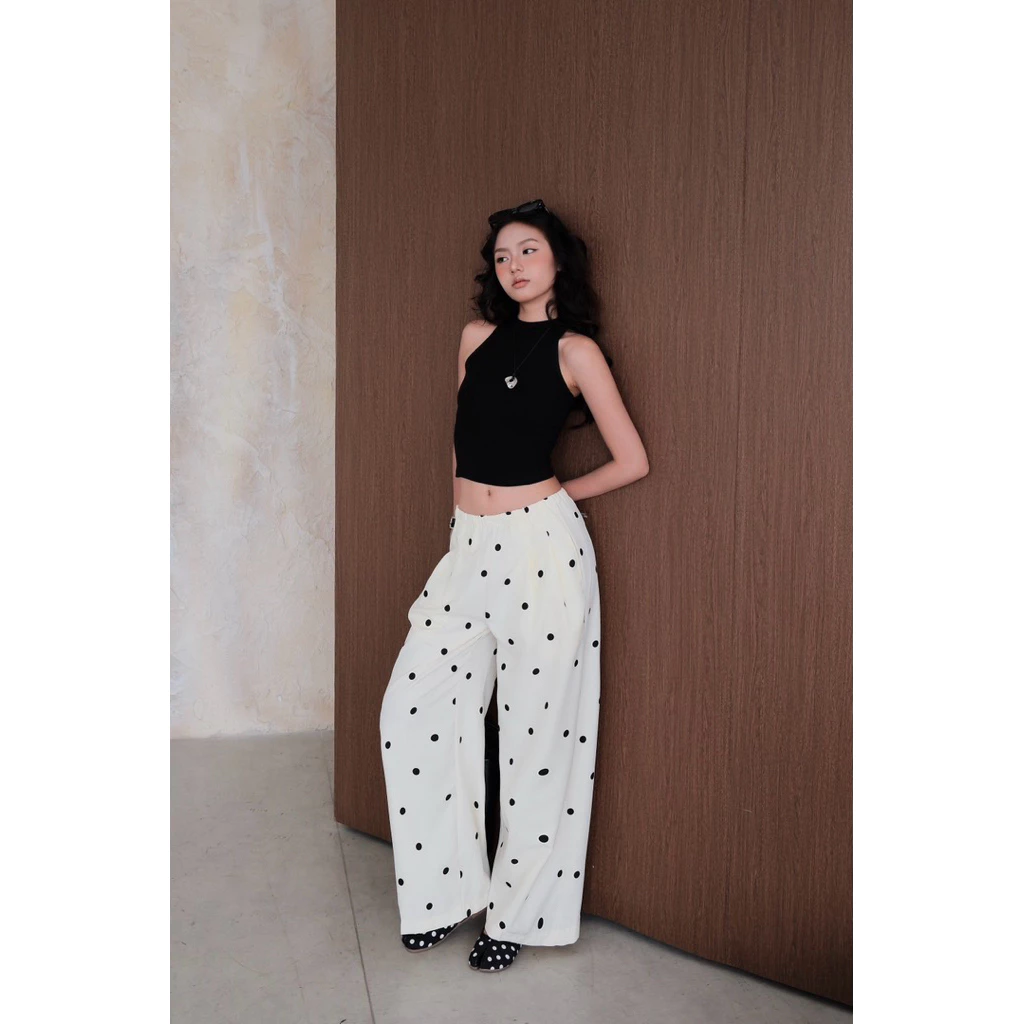Polka dot wide-leg pants
